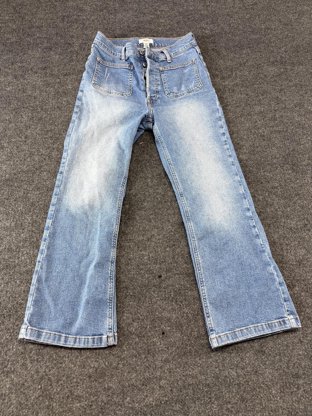 Forever 21 Jeans Womens 27 Light Blue High Rise Straight Denim Button Fly